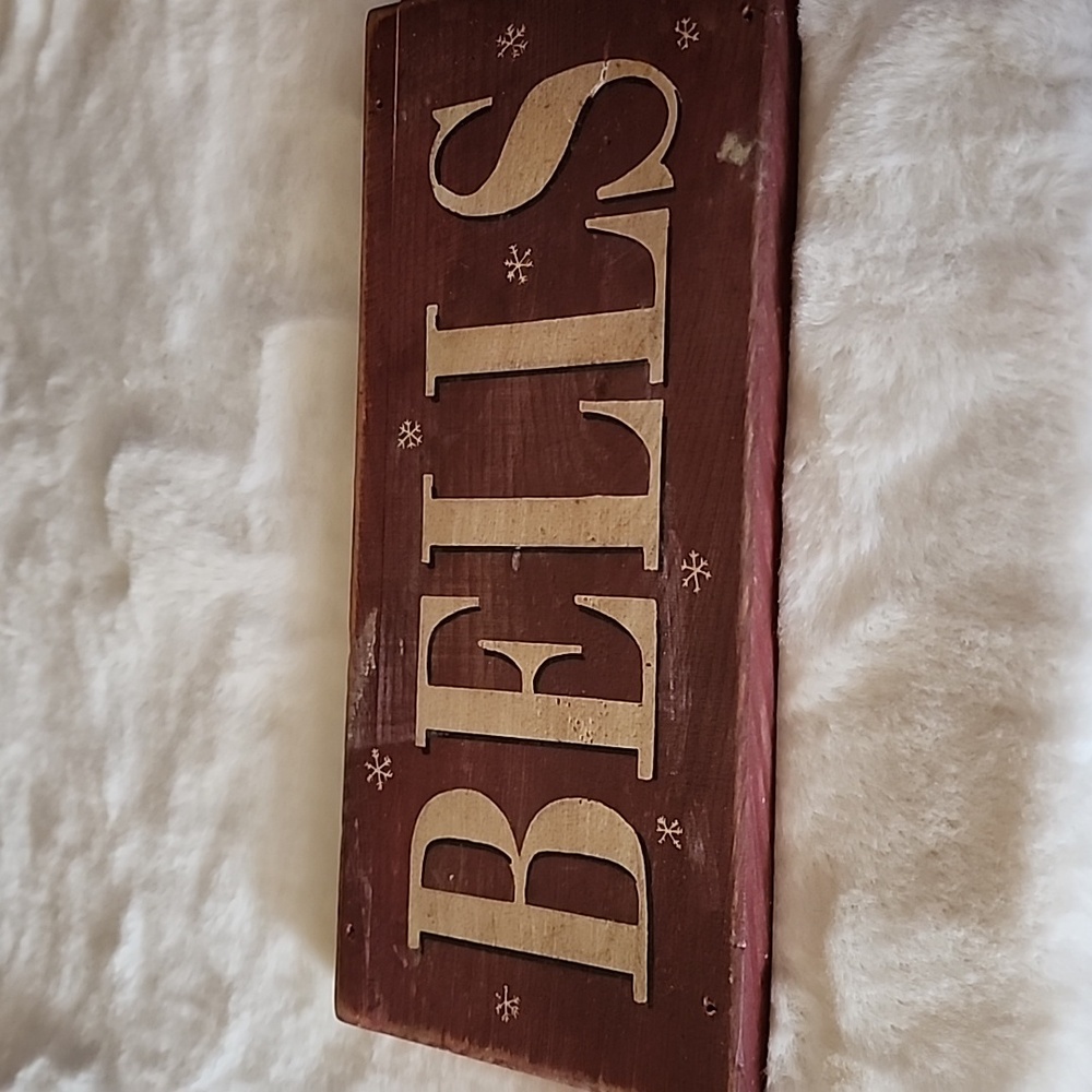 HANDMADE WOODEN  SIGN  " BELLS ".